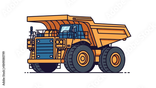 Yellow heavy construction equipment including a dump truck and road roller vehicle isolated on white background for industrial transportation machinery