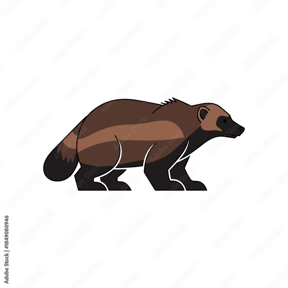 Fototapeta premium Illustration of a Wolverine Standing in Profile.