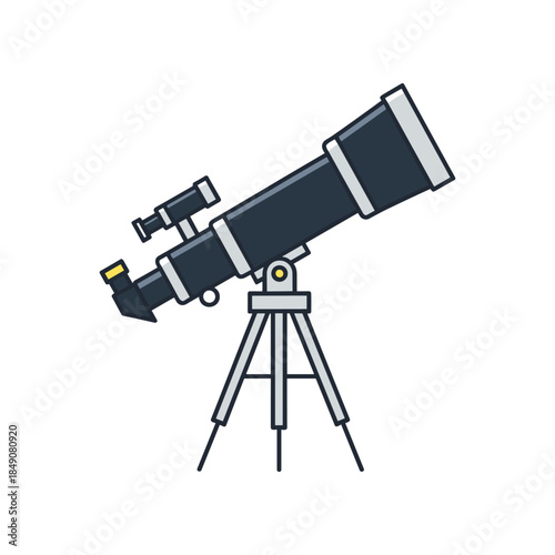 Illustration of a Telescope on a Tripod for Astronomical Observation.