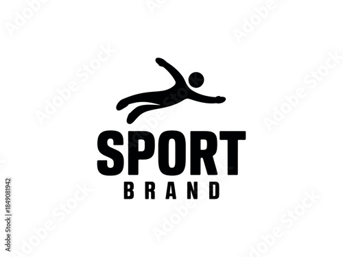 Sport Brand Logo with Dynamic Runner Silhouette on White Background