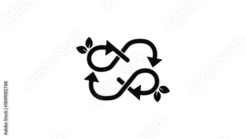 Circular economy symbol with leaves, representing sustainability and renewable resources