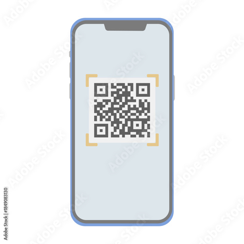 QRコードをスキャンしたスマートフォンのイラスト