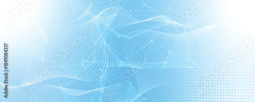 Abstract tech network connection dots. Digital technology and big data analysis background with plexus lines.