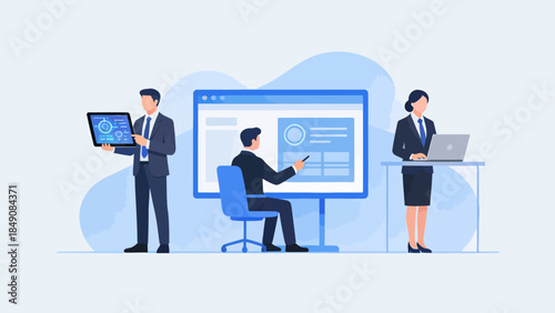 Business professionals in a digital meeting