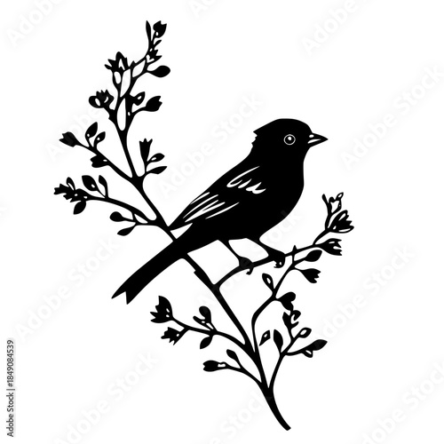 Silhouette Sentiment: Melancholic Bird Bare Tree | Clean, isolated vector art for creative projects.