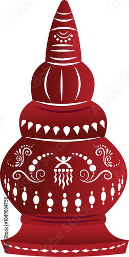 Gach Kouto Sindoor Box, Red Kumkum Pot for Bengali Wedding Rituals element design