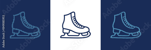 Three Unique Ice Skate Illustrations on Transparent Background