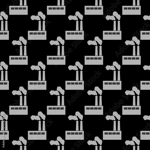 Air pollution factory seamless pattern isolated on black background