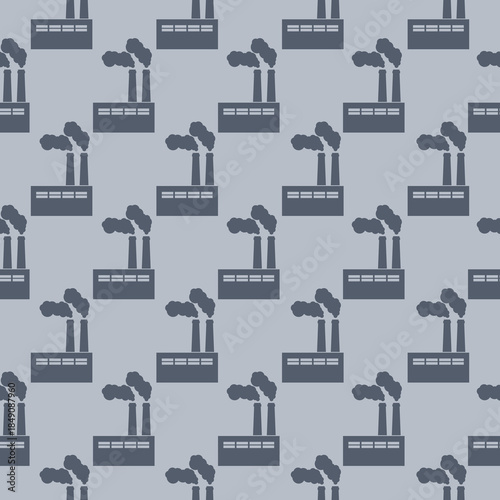 Air pollution factory seamless pattern isolated on color background