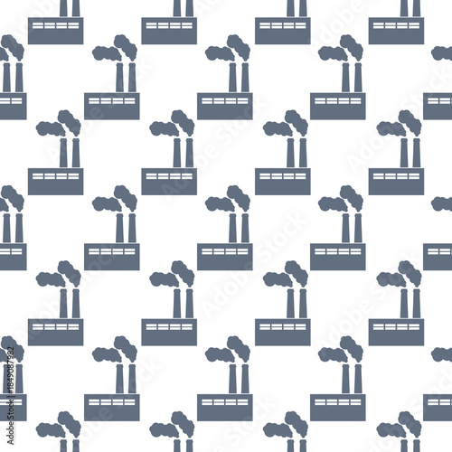 Air pollution factory seamless pattern isolated on white background