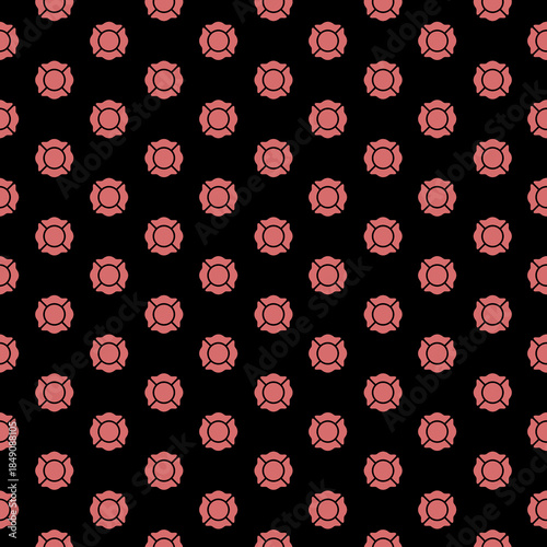 Fire Department badge seamless pattern isolated on black background