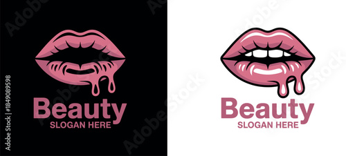 Pink Lips Beauty Logo Templates