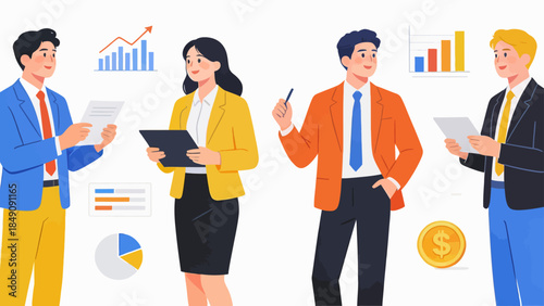 Business team with charts and documents