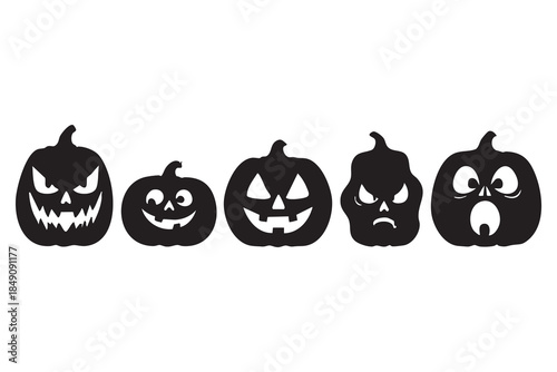 vector set halloween silhouette featuring spooky  and pumpkin shapes. Halloween icon.