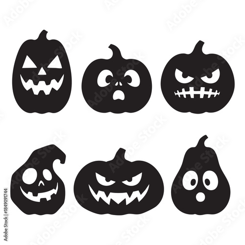 vector set halloween silhouette featuring spooky  and pumpkin shapes. Halloween icon.