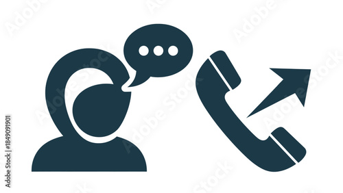 Icon representing a person talking and a phone call being made, symbolizing communication or customer service