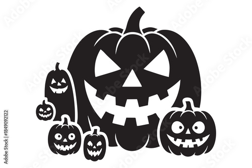 vector set halloween silhouette featuring spooky  and pumpkin shapes. Halloween icon.