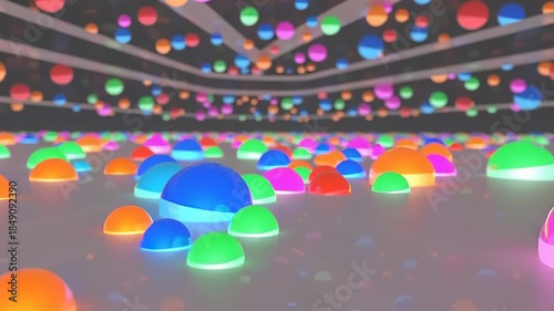Vibrant Bioluminescent Orbs Floating in an Abstract Futuristic Environment