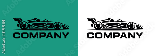 Racing Car Company Logo Template Design with Green and White Background Options