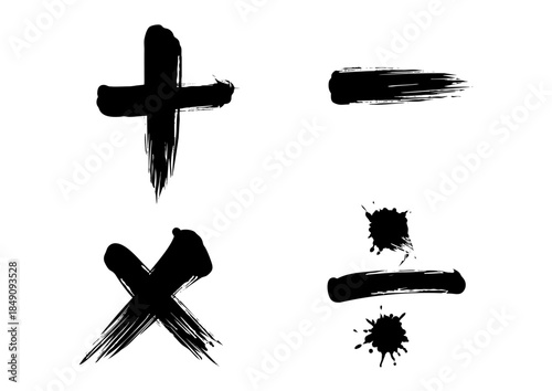 Japanese Ink Calligraphy Math Symbols Set – Plus Minus Multiply Divide