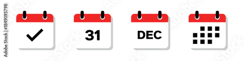December 31 calendar icons set, calendar icons