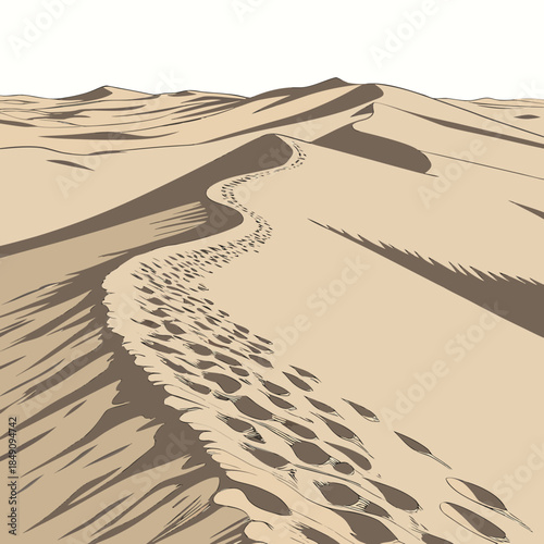 Desert ridge with soft sand shadows realistic