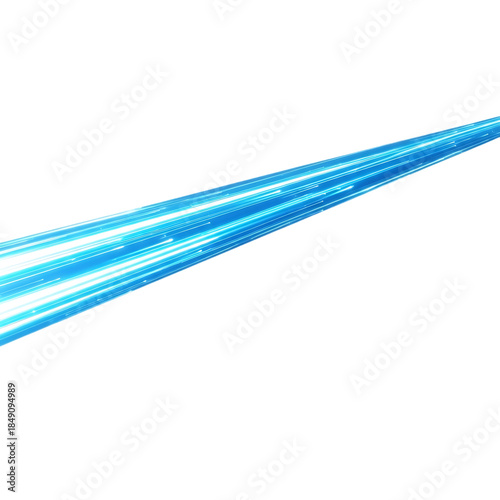 Bright blue light streak across a dark background isolated on transparent background