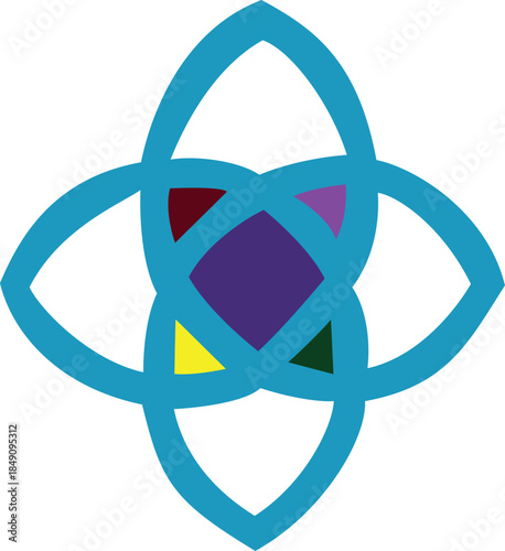 Modern Geometric Colorful Shape Vector logo with Star Center – Abstract art, creative Symmetric Design.