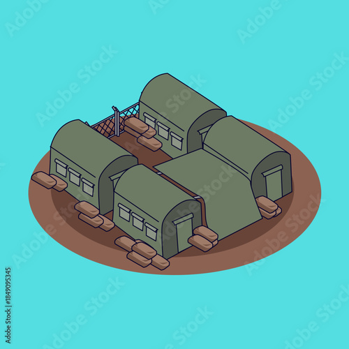 illustration of army base during war vector