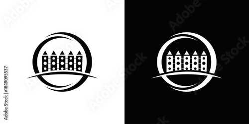 simple plant fence logo vector