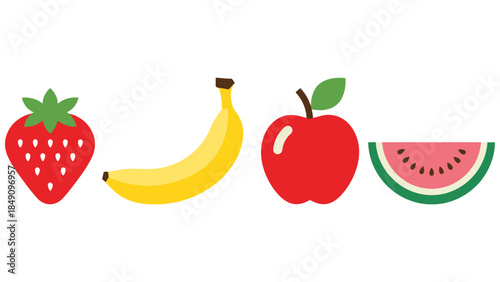 Fresh Fruit Assortment Featuring Strawberry Banana Apple and Watermelon