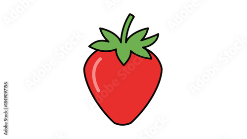 Vibrant Red Strawberry with Green Leaves