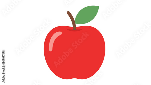 Fresh Red Apple with Green Leaf on White Background for Healthy Food Concepts