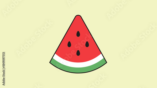 Fresh Watermelon Slice with Black Seeds on Light Background