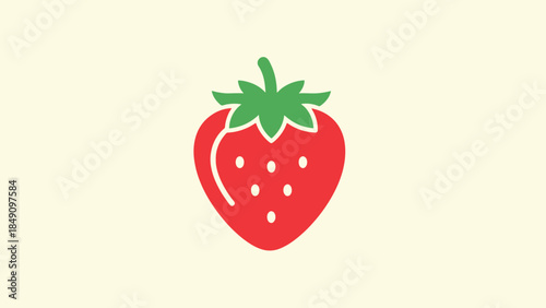Close up of a Fresh Red Strawberry with Green Calyx on Light Background