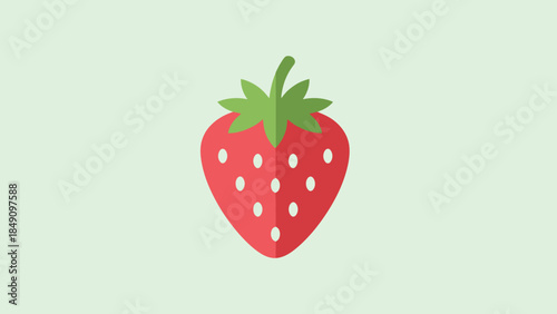 Fresh Juicy Strawberry with Green Leaves on Light Background
