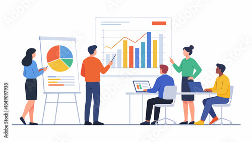 Business team analyzing data in meeting