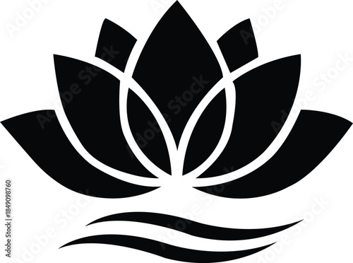 : Lotus flower silhouette with layered petals.