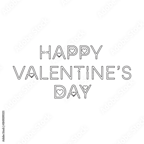 Outlined Valentine’s Day Greeting with Heart Accents for a Festive and Artistic Romantic Celebration