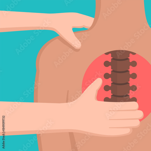 Osteopathy outline icon - hands and spine