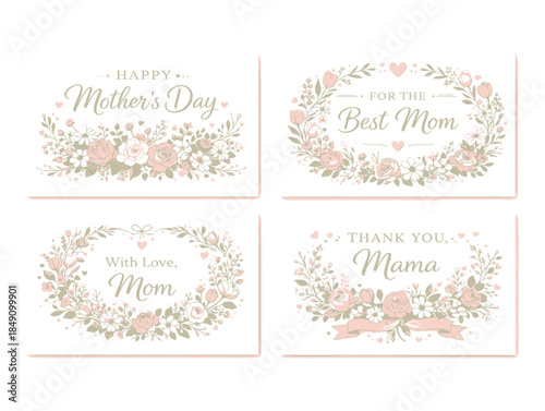 Beautiful Mother's Day cards with floral designs and heartfelt messages