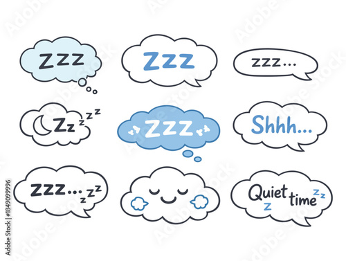 Cute sleep speech bubbles for restful night's theme