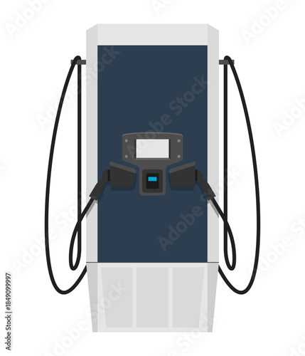 EV charging station flat color icon