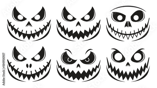 Collection of spooky Halloween pumpkin carving stencils for festive decorations