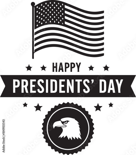 Happy presidents day american flag eagle emblem and stars graphic