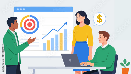 Business meeting with data presentation