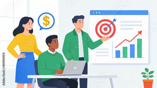 Business team discussing financial goals