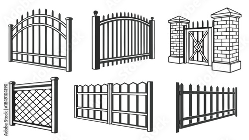 Collection of various fence and gate designs for garden and yard security