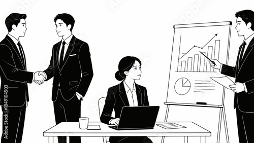 Business meeting with data presentation