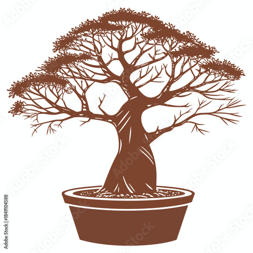 Bonsai Tree in Pot Illustration Nature Art Decoration Plant Design